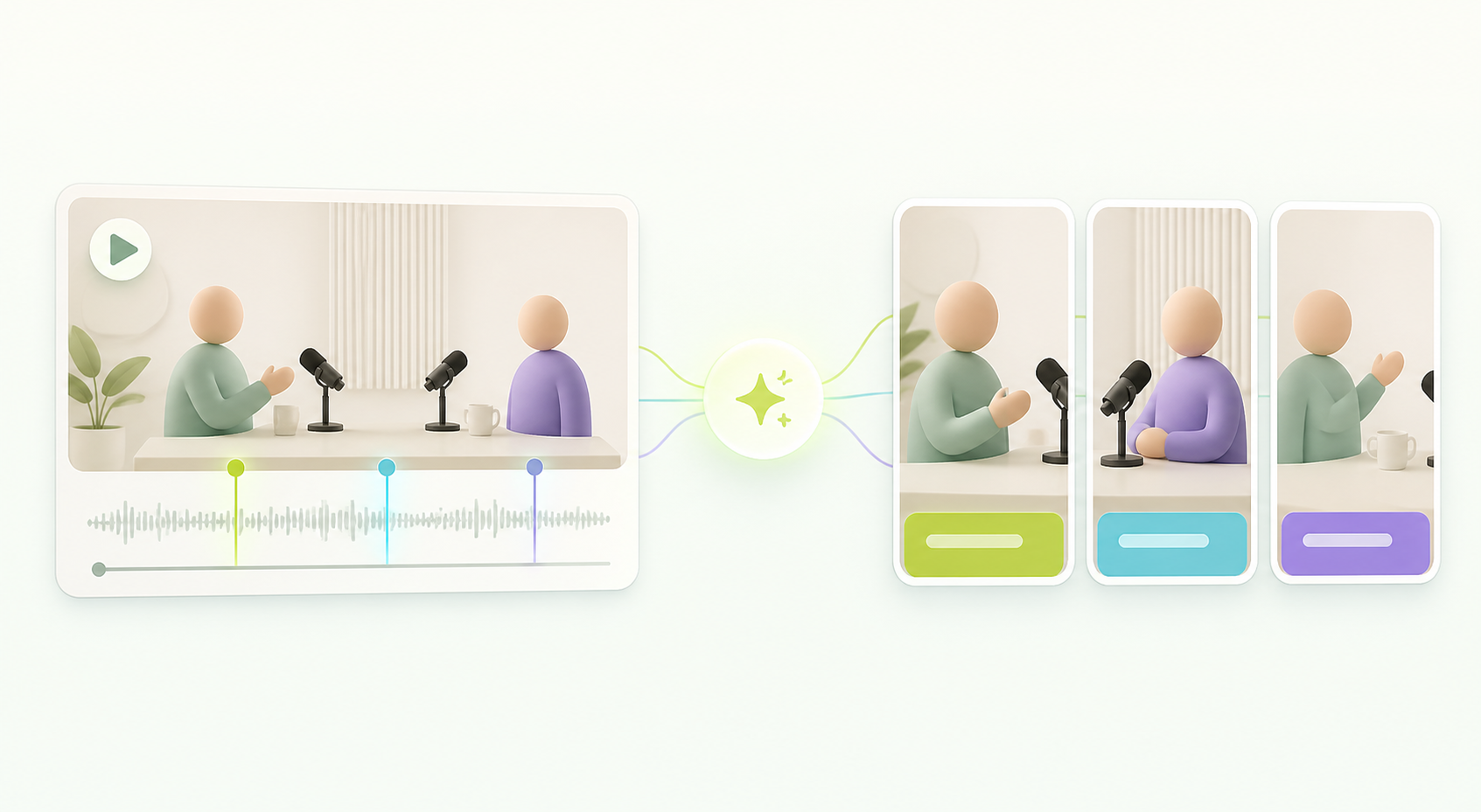 One long video → a week of shorts — illustrative Reel Remix output preview